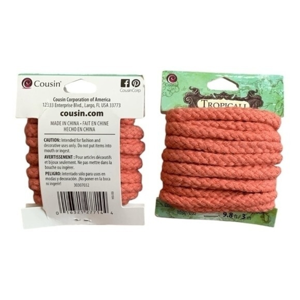 Cousin Tropicali Macrame Cord Cotton Rope Braided Natural 2 Pack NWT Crafts